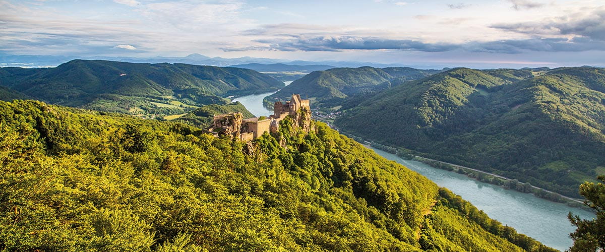 An aerial view over the Wachau Valley, Austria
